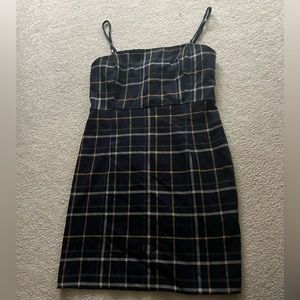 Forever 21 Plaid Spaghetti Strap Green Mini Dress Size Medium
